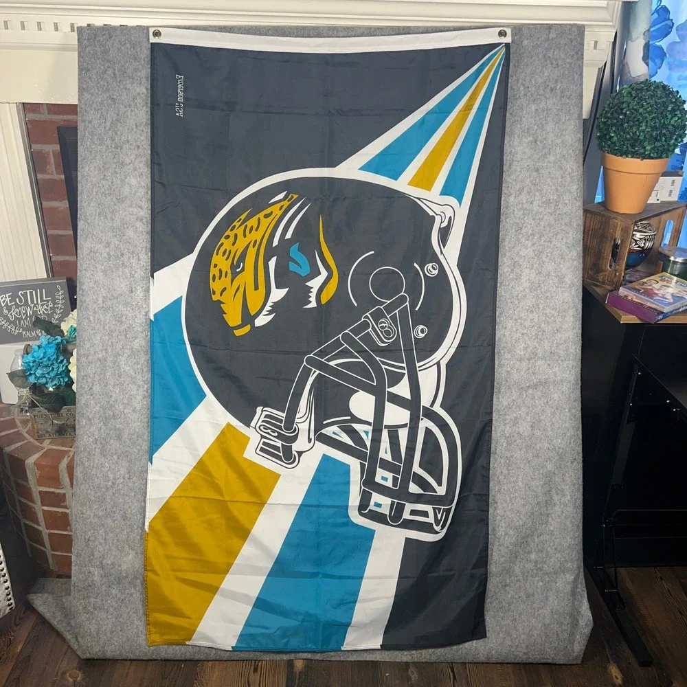 Jacksonville Jaguars NFL Flag 3x5 Banner Emerson USA Helmet Logo Teal Black Gold